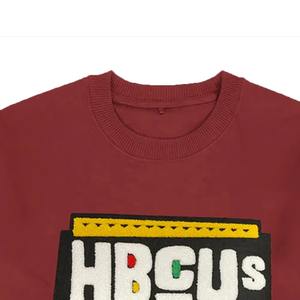 Coupe ample décontracté pull à col rond sweats brodés Style de fraternité doublé Collage Design motif solide printemps lavé - Product Image 5