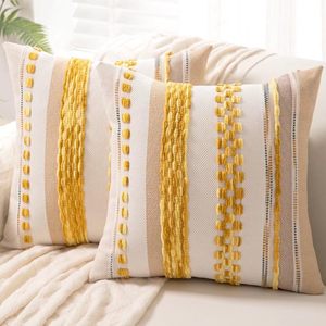 Pillow for <b>Sofa</b> Couch <b>Bed</b> Farmhouse Decorative Cushion Case Square Pillows <b>Cover</b> Chenille Pillow Cases Accent Neutral No Latex - Product Image 6