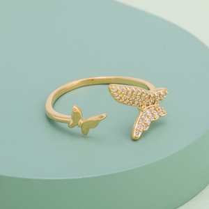 Bagues ajustables plaquées or tendance 168555 avec micro-pavé et forme de chiffre, idéales pour un cadeau - Product Image 1