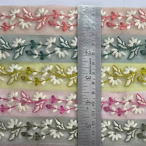 ความหรูหราแบบดั้งเดิม9 mtr. ลูกไม้ตาข่ายผีเสื้อแบบเรียบง่ายอินเดียปักสีสันสดใส3D ดอกไม้ลำดับแบบตัวเลือกแฟนซีสำหรับ - Product Image 2