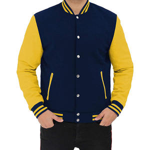 Chaqueta Universitaria con Cuerpo de Lana y Mangas de Cuero con Parches Bordados, Chaqueta de Béisbol Estilo Letterman de Lona - Product Image 6
