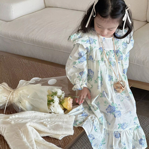 Haute qualité filles imprimé fleur robe à manches longues Style <span class=keywords><strong>princesse</strong></span> pour printemps automne doux enfants vêtements ODM - Product Image 2