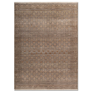Alfombra Afgana de Lana Tejida a Mano en Beige y Marrón con Patrón Geométrico para Decoración del Hogar -EA-3065 - Product Image 1