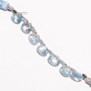 Wholesale Premium High Quality Natural Blue Aquamarine Beads Faceted Heart Shape 8 Inches 6-8 MM Strand Making Jewelry <b>Bracelet</b> - Product Image 1