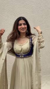 Best Quality Party wear Anarkali Gown Heavy Chinon <b>Silk</b> with Embroidery Codding & Sequins Work Anarkali Suit - Product Image 4