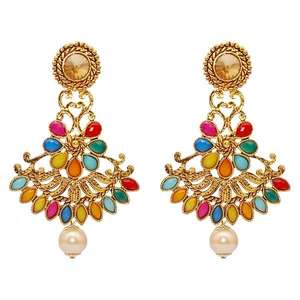 Kriaa ต่างหูห้อยหินออสเตรีย kundan navrang dangler 1309806 - Product Image 1