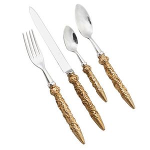 Venta al por mayor de lujo personalizado cubiertos de acero inoxidable restaurante de bodas chapado en oro 4 piezas Juego de cubiertos personalización disponible - Product Image 3