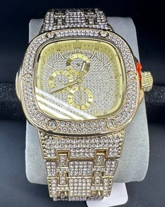 Chất Lượng Cao Unisex Tổng Thống Vuông Mặt Vàng Màu Đồng Hồ Cơ Khí Kim Cương Hip Hop Phong Cách 41Mm Quay Số Đường Kính Sang Trọng Cho Nam Giới - Product Image 1