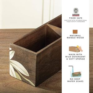 Soporte para Utensilios de Cocina Rústico, Estilo Granja, Impreso en Madera, Hecho a Mano, Ajustable, de Tres Niveles, Multifuncional, Resistente al Calor, para Espátulas y Cucharones - Product Image 6