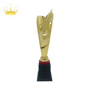 Elegant Sporty <b>Gold</b> Red Satr Designed Eco-Friendly Custom Design Trophy Plastic Award Souvenir Featuring Kpop Style Fan Coin - Product Image 1
