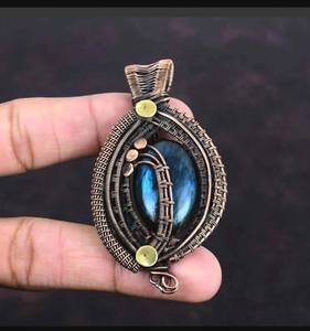 Turquesa Irani Natural, conjunto de bisel de forma ovalada de 15-25mm, colgante de cobre, joyería hecha a mano para hacer regalo de aniversario de boda - Product Image 3