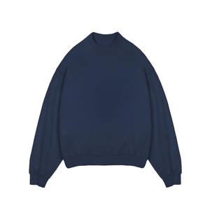 Custom Blank Oversized 100% Cotton Thick <b>Navy</b> <b>Blue</b> Sweatshirts Unisex Vintage Crop Boxy Drop Shoulder Quick Dry <b>Hoodies</b> - Product Image 5