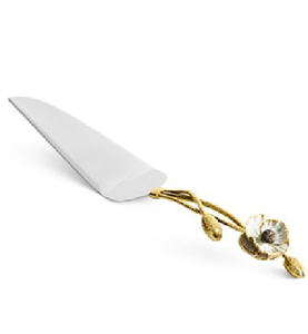 Juego de servidor de pastel de latón-incrustaciones de mango de perla, lujoso utensilio de boda dorado, disponible a precios de mayorista. - Product Image 3