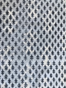 Hand Block Printed Cotton Fabric Geometric Leaf <b>Repeat</b> Design | Sky Blue Indian Ethnic Textile - Product Image 3