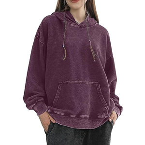 Acid Wash Hoodie Casual Vintage Fleece para Otoño Invierno Moda Acid Wash Hoodie para mujeres Servicios OEM - Product Image 1
