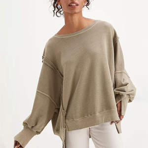 Sweat-shirts en tricot surdimensionnés pour femmes, sweats à capuche de haute qualité, style moderne et mignon, respirants, design asymétrique, automne/hiver - Product Image 1