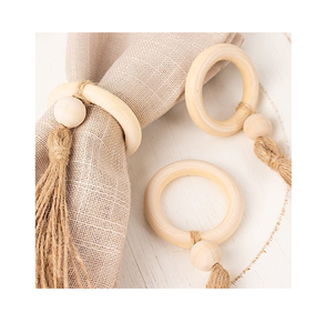 Servilletero con cuentas de madera, mesa de regalo de inauguración, accesorios de decoración para fiesta de boda, servilletero, servilleteros de madera con borlas - Product Image 6