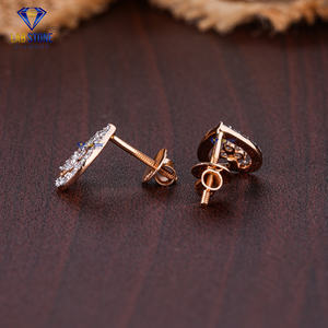 Pendiente de oro rosa con diamantes de corte redondo TDW 0,43 de Labstone/Color DE LA EF-VS - Product Image 5