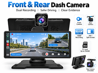 Écran CarPlay portable 10,26 pouces, CarPlay sans fil, Android Auto, affichage DVR avec caméra avant et arrière en option