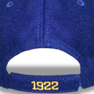 SGR PomPom Cap Royal Blue & Gold | Gorro de mezcla de lana Sigma Gamma Rho | Logo bordado en la parte delantera y trasera | Gorro cálido de invierno - Product Image 4