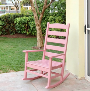 Fauteuil à bascule d'extérieur en bois rose, design traditionnel avec dossier solide et durable pour usage en jardin - Product Image 3