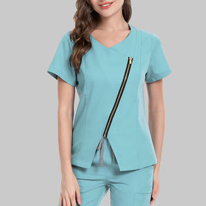 Haut à manches courtes lavable pour femme, vêtements de travail, infirmière, tissu extensible doux, vêtements médicaux, uniforme d'infirmière, ensemble de blouse de médecin, haut pour femme - Product Image 6