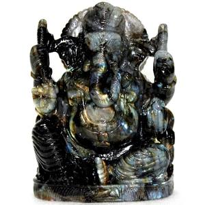 Figurine de Statue sculptée à la main en Labradorite Ganesha de haute qualité - Product Image 2