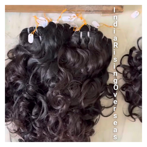 Cheveux humains Style bouclé naturel sans enchevêtrement cuticules non transformées alignées Extensions de cheveux de couleur naturelle indienne 100% qualité d'exportation - Product Image 2