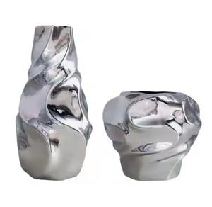Handmade Aluminum Flower Vase Set High Standard Quality <b>Sofa</b> Side Tall Pot Amazing Material Vases for Hotels - Product Image 1