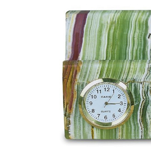 Tarjetero y reloj de mármol de ónix de lujo hecho a mano tallado en piedra personalizado elegante decoración Premium - Product Image 4