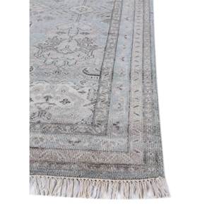 Tapis Savana gris et noir noué à la main en laine et viscose, motif médaillon pour usage domestique - AKWS-13011 - Product Image 4