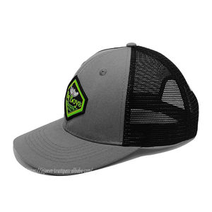 Gorra de pesca Parche personalizado Sombreros de camionero gris Parche tejido Bordado 3D personalizado Gorras deportivas de alta calidad - Product Image 2