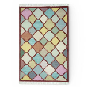 Tapis Kilim en Laine Fait Main, Motif Géométrique Multicolore, Écologique, Adapté aux Animaux, Tissage Plat, Tapis Moderne pour Salon et Chambre - Product Image 1