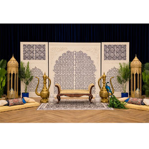 Luxury Moroccan Style Traditional Metal Lightweight Mehrab Style <b>Backdrop</b> Indian Customizable Back <b>Frame</b> Wedding Stage Jali - Product Image 1