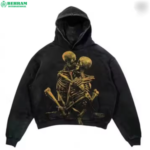 Sweat-shirts à capuche unisexes en molleton 100 % coton, grammage lourd 500 GSM, coupe épaules tombantes, avec impression de logo personnalisé, en French Terry, écologiques, effet délavé - Product Image 6