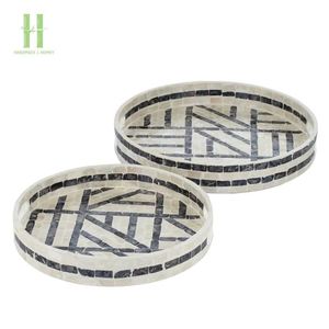 Meilleure vente d'assiettes de chargeur rondes en incrustation de nacre OEM variété de modèles plateau de service personnalisé pour le Ramadan - Product Image 1