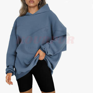 เสื้อฮู้ดดี้โอเวอร์ไซส์สำหรับผู้หญิง ออกแบบเองได้ สำหรับฤดูหนาว เนื้อผ้าหนา คุณภาพสูง ทรงบ็อกซี่ กันน้ำ พร้อมโลโก้ด้านหน้า-ราคา - Product Image 5