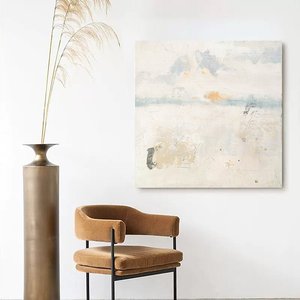 Arte astratta moderna alla moda della parete dipinta a mano 'campo nebbioso' per il soggiorno ufficio stile Art Deco oro nero facile da appendere - Product Image 2