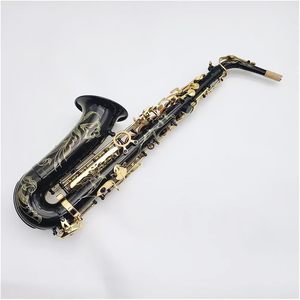 Nueva oferta, Saxofón negro, E-Flat, patrón tallado, instrumento Musical de Jazz para principiantes y profesionales - Product Image 2
