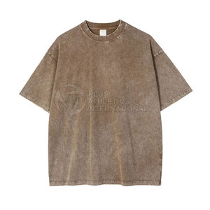 T-shirt lavé à l'acide T-shirt col rond coupe ample T-shirt lavé à l'acide personnalisé 100% coton Vintage Mineral - Product Image 1