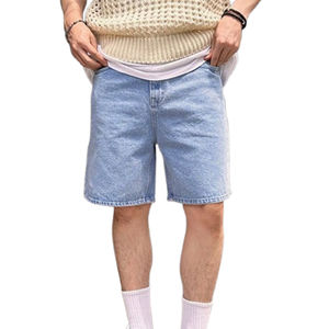 Pantalones cortos vaqueros holgados de alta calidad personalizados para hombre, moda de verano, ajuste informal, Color sólido, tela duradera de algodón 100% - Product Image 1