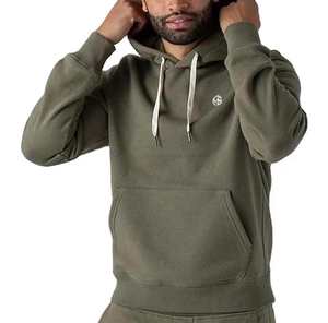 ชุดออกกำลังกายแบบสวมหัวสำหรับผู้ชายชุดวอร์มผ้าฝ้าย100% สีพื้นทำจากผ้าฝ้าย - Product Image 2