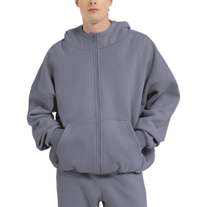 Sweats à capuche surdimensionnés pour hommes personnalisés, à épaules tombantes, avec fermeture éclair, 100% coton, fabricant de sweats à capuche pour hommes pour l'hiver - Product Image 6