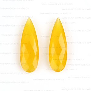 Alta calidad, 10x30mm, para Mango Natural, cuentas de Calcedonia, cuarzo amarillo, forma de pera, Briolette facetado, suelto para la fabricación de joyas - Product Image 3