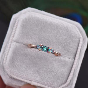 Alexander Stone bague taille baguette en argent sterling 925 massif Design unique pour les femmes mariage fiançailles anniversaire bijoux fins - Product Image 1