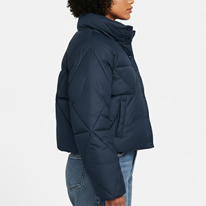Veste matelassée à col montant et fermeture boutonnée, couleur unie, avec logo personnalisé OEM/ODM, pour femmes, légère - Product Image 3