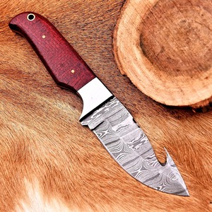 Couteau de chasse en plein air de camping à lame fixe en acier damas fait à la main manche en palissandre couverture en cuir Support OEM nouveau Design - Product Image 2