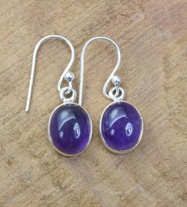 925ต่างหูเงินสเตอร์ลิงลายสันติภาพแบบมินิมอลสำหรับเด็กผู้หญิงการตั้งค่าฝาหลังเบี้ยสีม่วงธรรมชาติสำหรับวันครบรอบ - Product Image 4