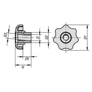 Poignée de valve thermoplastique K0156 Black Star Grip, filetage M8, diamètre 40 mm, pour quincaillerie de meubles - Product Image 4