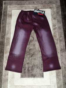 Pantalon de survêtement ample et droit en toile délavée au soleil, respirant, écologique, taille mi-haute, devant plat, fermeture à cordon, délavé à la pierre, décontracté - Product Image 2